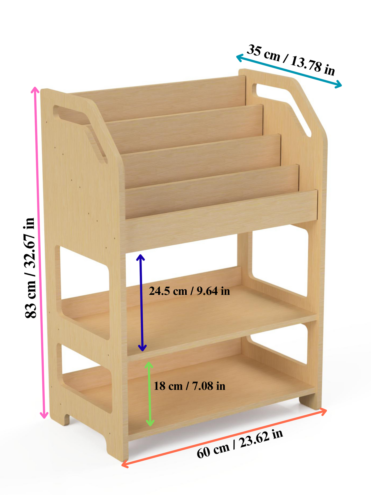 Seravellea™Montessori Wooden Bookshelf with Storage Shelf