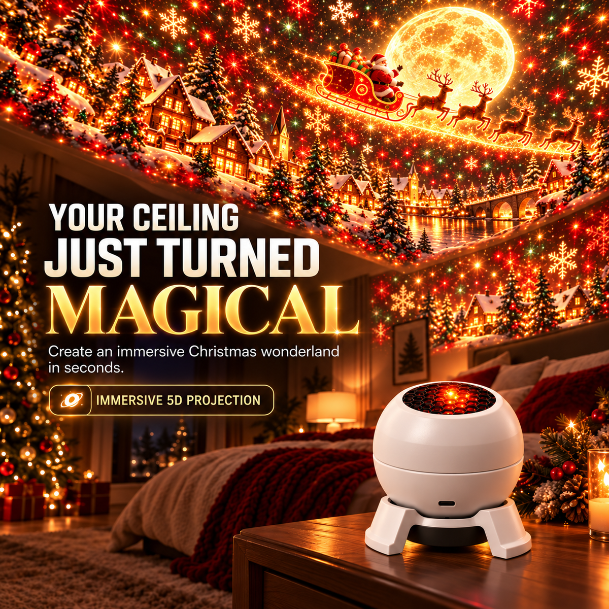💡 Turn Any Room Into a Christmas Wonderland – Holiday Projection Night Light