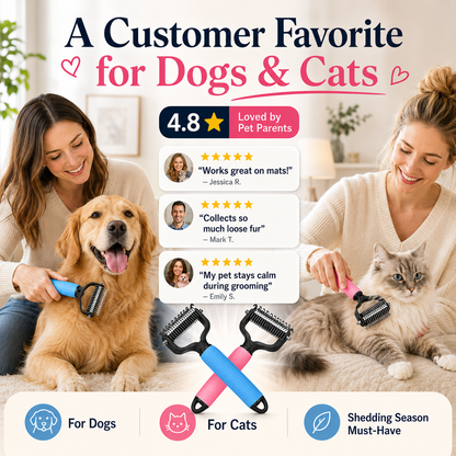 🔥lnoreva® Dual-Sided Pet Grooming Rake 🐾Gentle De-Shedding & Detangling Comb for Dogs🐶 & Cats🐱1