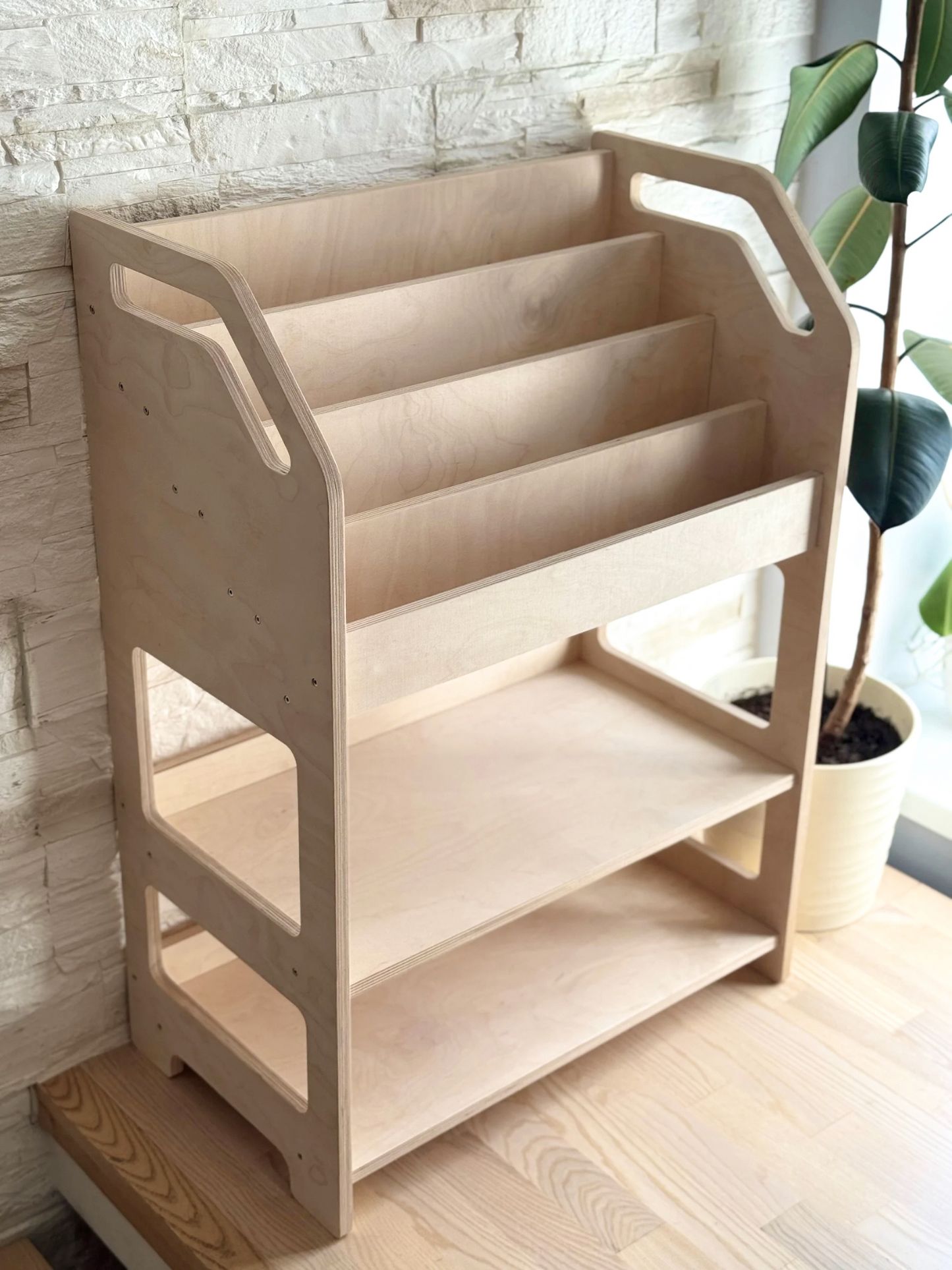 Seravellea™Montessori Wooden Bookshelf with Storage Shelf