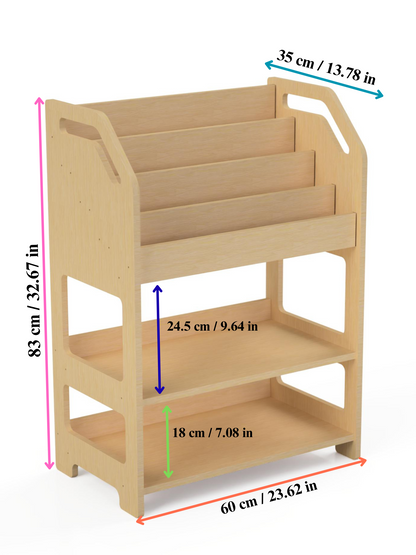 Seravellea™Montessori Wooden Bookshelf with Storage Shelf