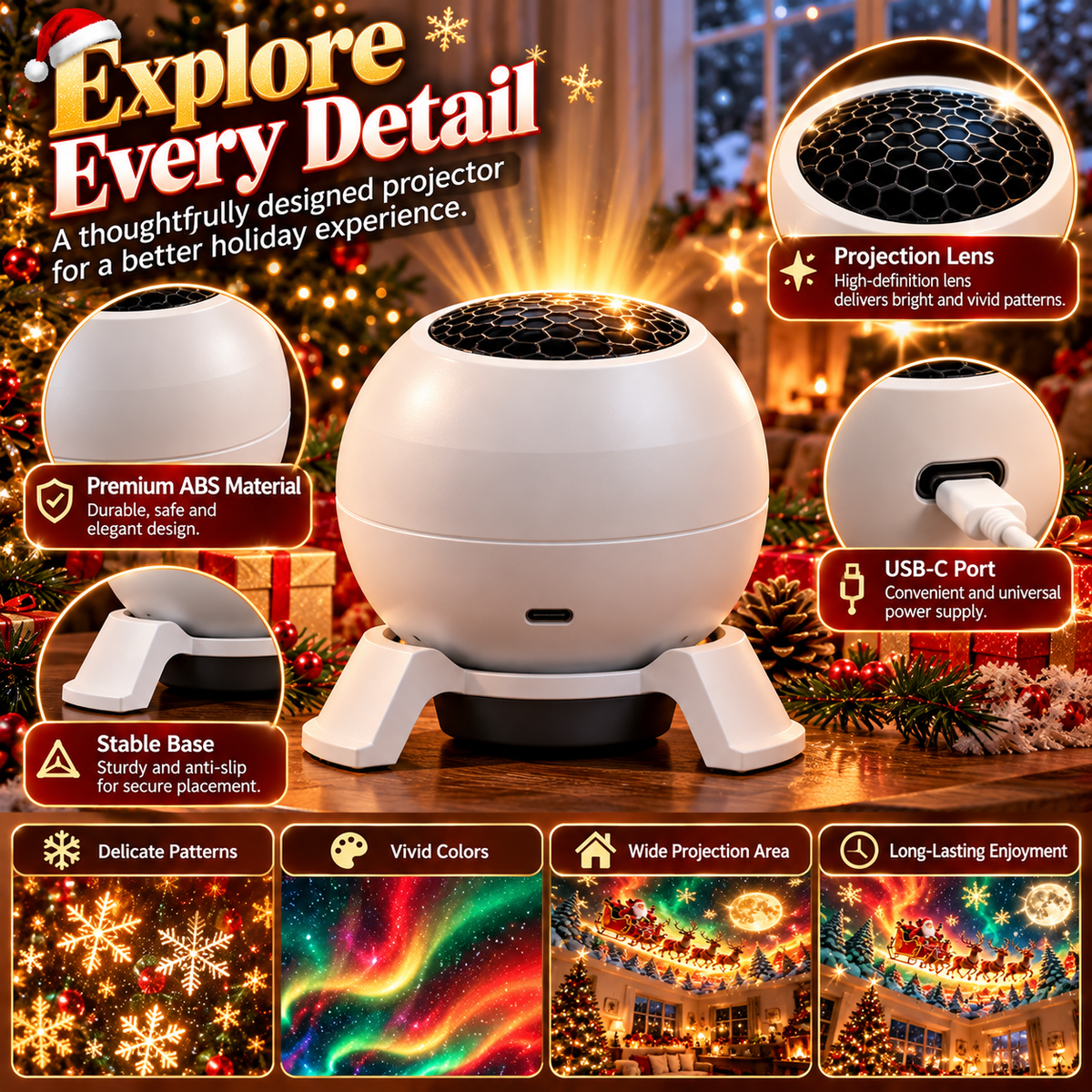 💡 Turn Any Room Into a Christmas Wonderland – Holiday Projection Night Light