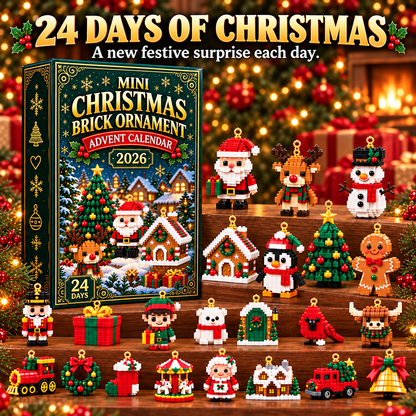 🎄24-Day Christmas Advent Calendar – 24 Buildable Ornaments for Kids, Family Fun & Holiday Decor | inoreva®