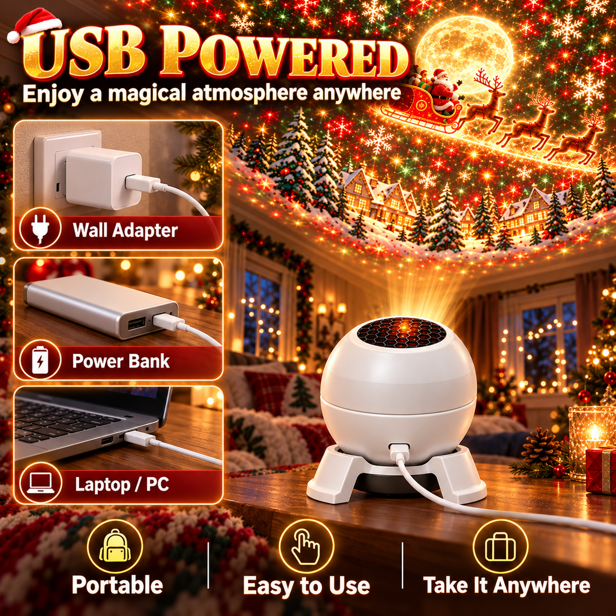 💡 Turn Any Room Into a Christmas Wonderland – Holiday Projection Night Light