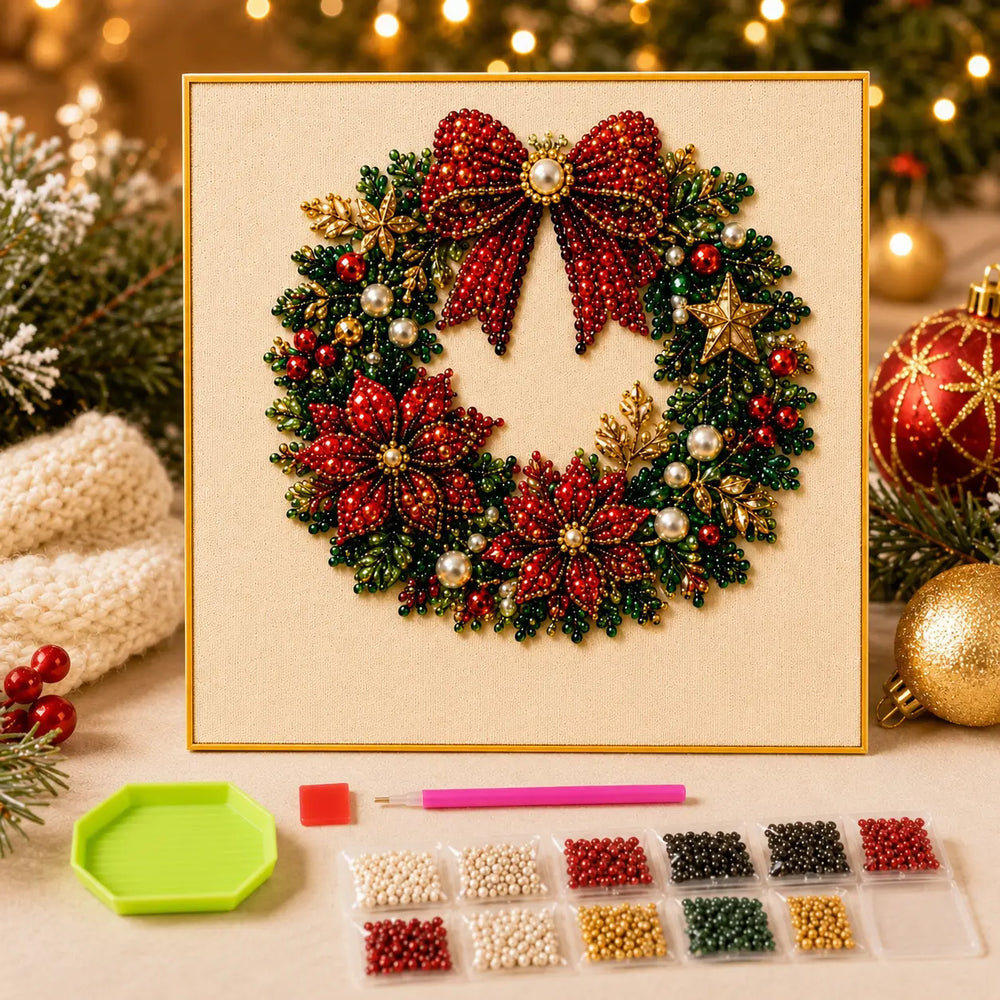 Christmas Wreath pearl diamond painting design