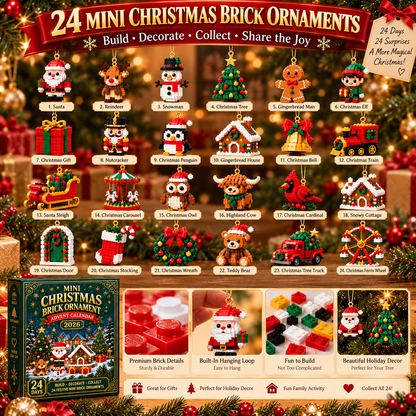 🎄24-Day Christmas Advent Calendar – 24 Buildable Ornaments for Kids, Family Fun & Holiday Decor | inoreva®