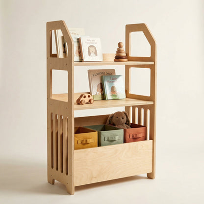 Seravellea™Montessori Wooden Shelf With Toy Storage